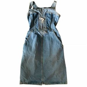 Marc Jacobs Blue Denim Vintage Bustier Bodycon Midi Dress Size 6